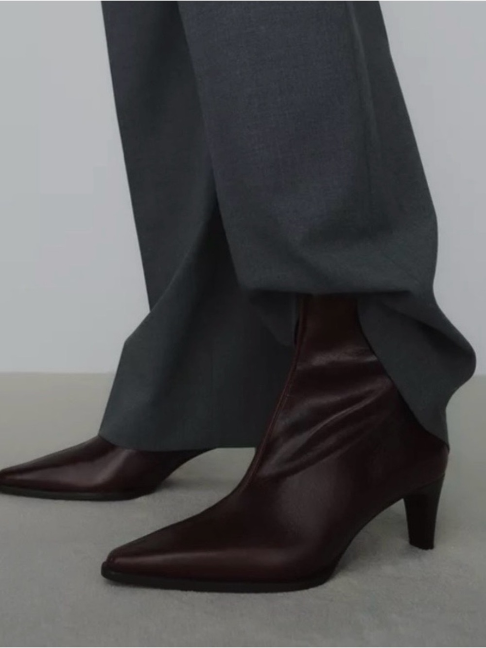 Zara Leather Kitten Heel Ankle Boots